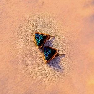 Iridescent triangle stud earrings